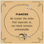 Fiancee Long Distance Relationship Gifts, No matter the miles that separate us, Cute Love Sunflower Bracelet For Fiancee, Birthday Christmas Unique Gifts For Fiancee