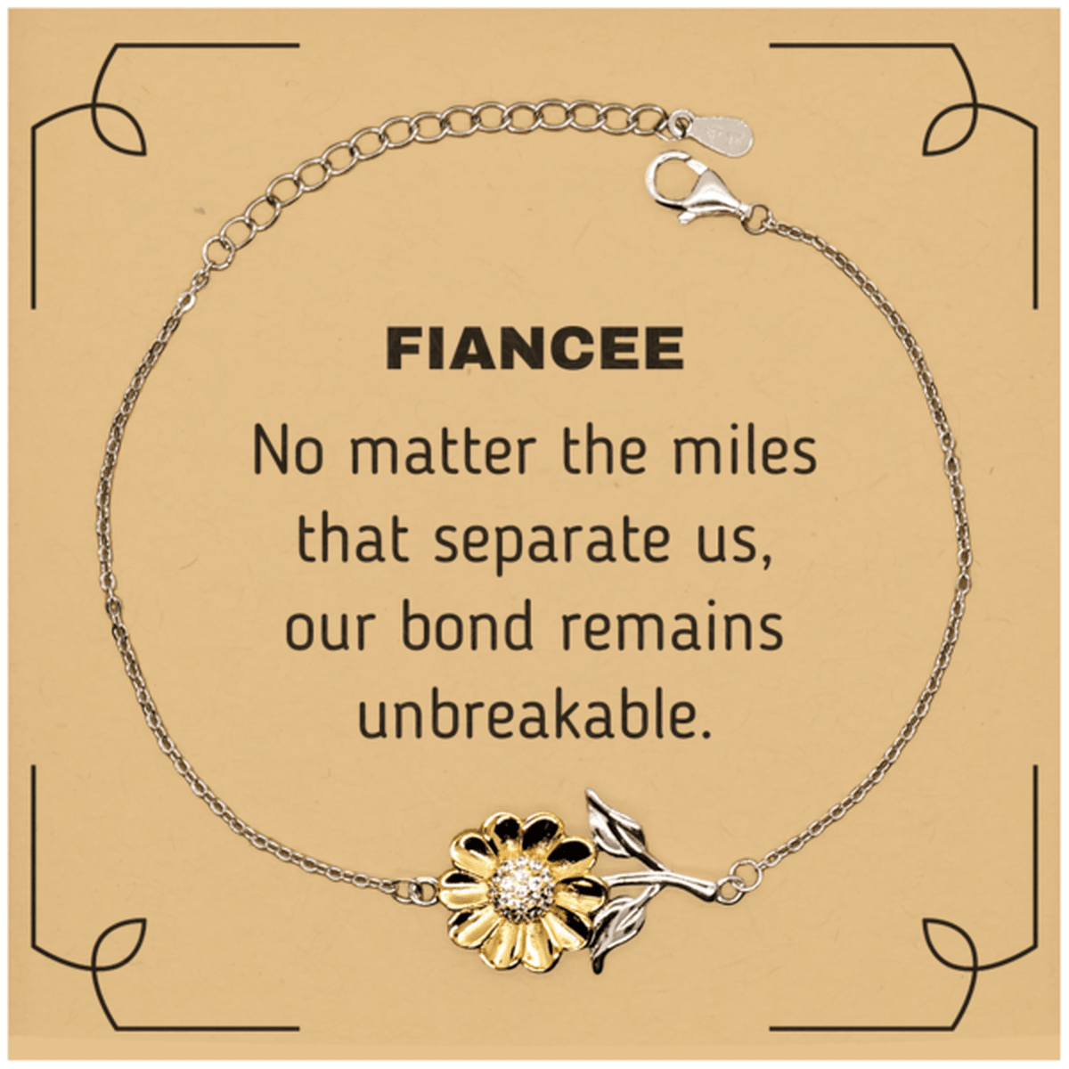 Fiancee Long Distance Relationship Gifts, No matter the miles that separate us, Cute Love Sunflower Bracelet For Fiancee, Birthday Christmas Unique Gifts For Fiancee - Mallard Moon Gift Shop