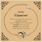 Fiancee Sunflower Bracelet Gifts, To My Fiancee You are braver than you believe, stronger than you seem, Inspirational Gifts For Fiancee Card, Birthday, Christmas Gifts For Fiancee Men Women