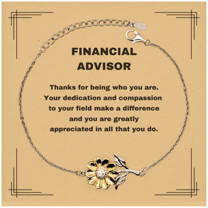Financial Advisor Sunflower Bracelet - Thanks for being who you are - Birthday Christmas Jewelry Gifts Coworkers Colleague Boss - Mallard Moon Gift Shop