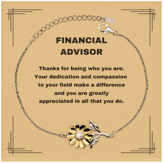 Financial Advisor Sunflower Bracelet - Thanks for being who you are - Birthday Christmas Jewelry Gifts Coworkers Colleague Boss - Mallard Moon Gift Shop