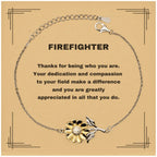 Firefighter Sunflower Bracelet - Thanks for being who you are - Birthday Christmas Jewelry Gifts Coworkers Colleague Boss