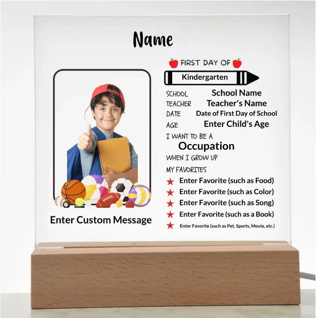First Day of School Personalized Photo Acrylic Keepsake Plaque