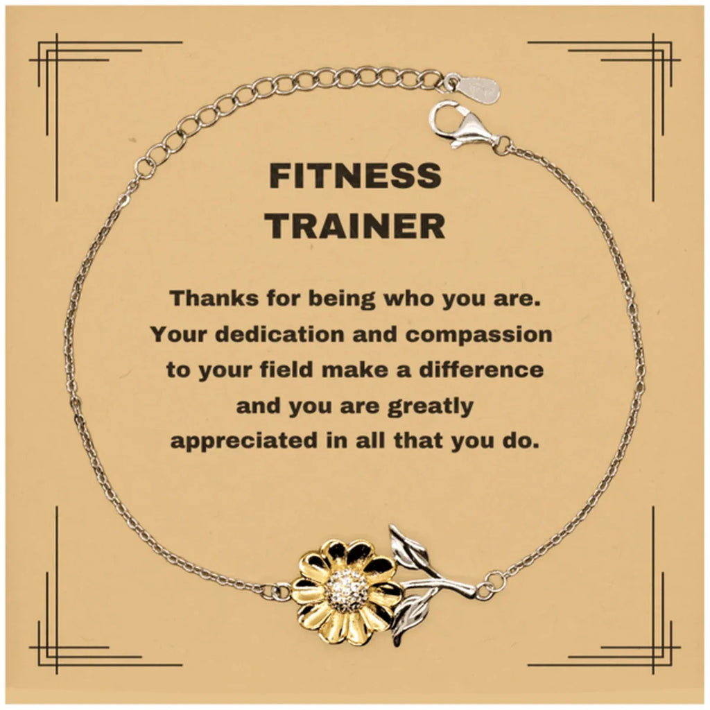 Fitness Trainer Sunflower Bracelet - Thanks for being who you are - Birthday Christmas Jewelry Gifts Coworkers Colleague Boss