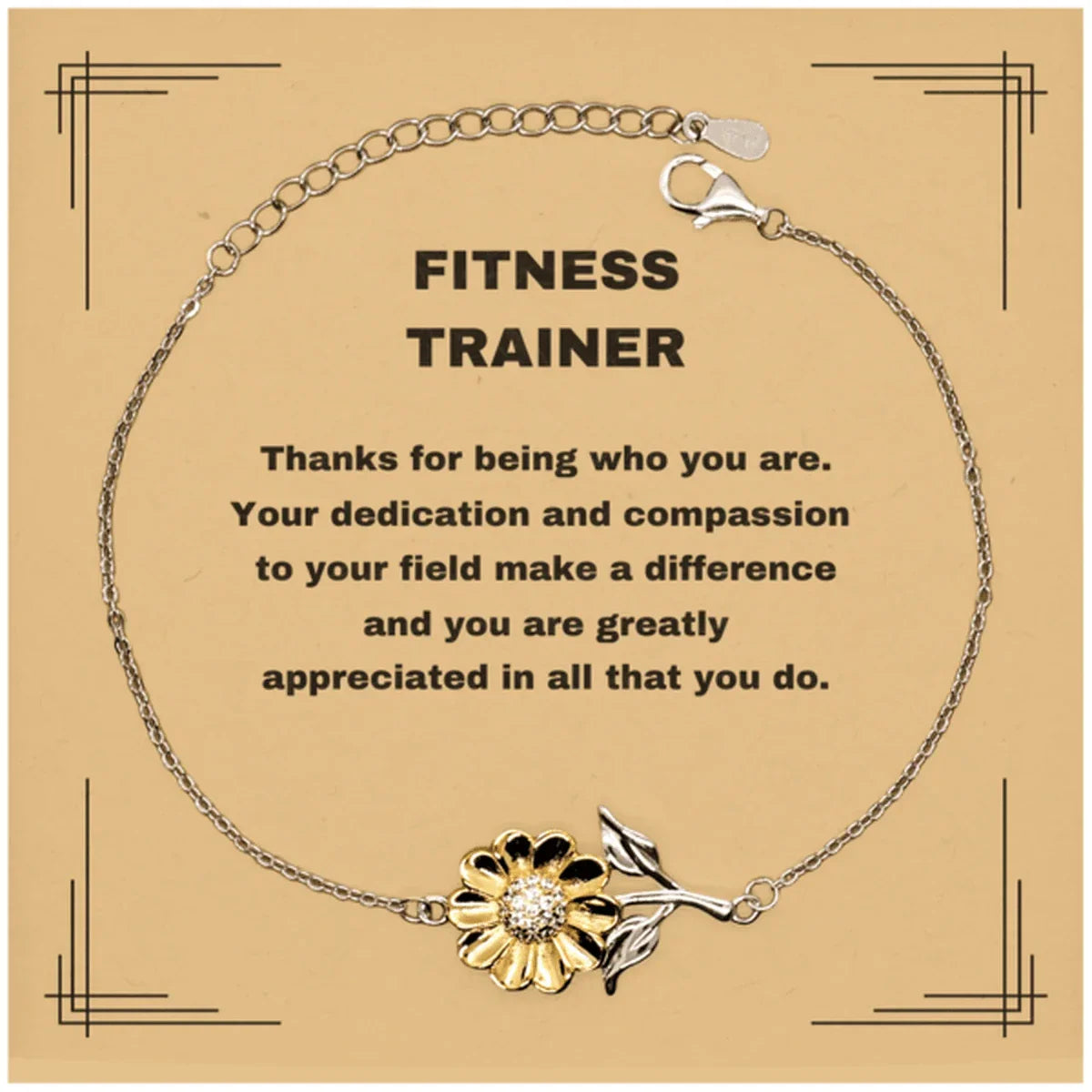 Fitness Trainer Sunflower Bracelet - Thanks for being who you are - Birthday Christmas Jewelry Gifts Coworkers Colleague Boss