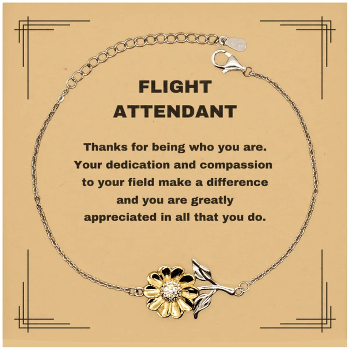 Flight Attendant Sunflower Bracelet - Thanks for being who you are - Birthday Christmas Jewelry Gifts Coworkers Colleague Boss