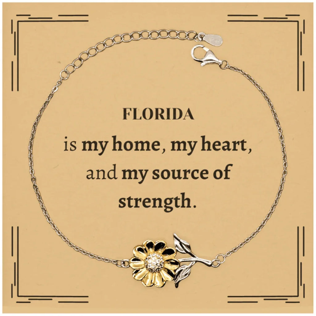 Florida is my home Gifts, Lovely Florida Birthday Christmas Sunflower Bracelet For People from Florida, Men, Women, Friends
