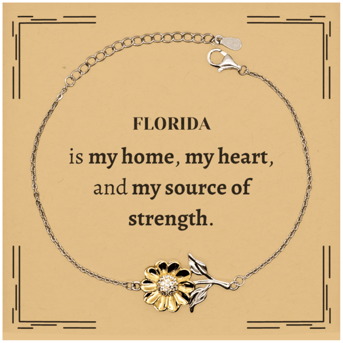 Florida is my home Gifts, Lovely Florida Birthday Christmas Sunflower Bracelet For People from Florida, Men, Women, Friends - Mallard Moon Gift Shop