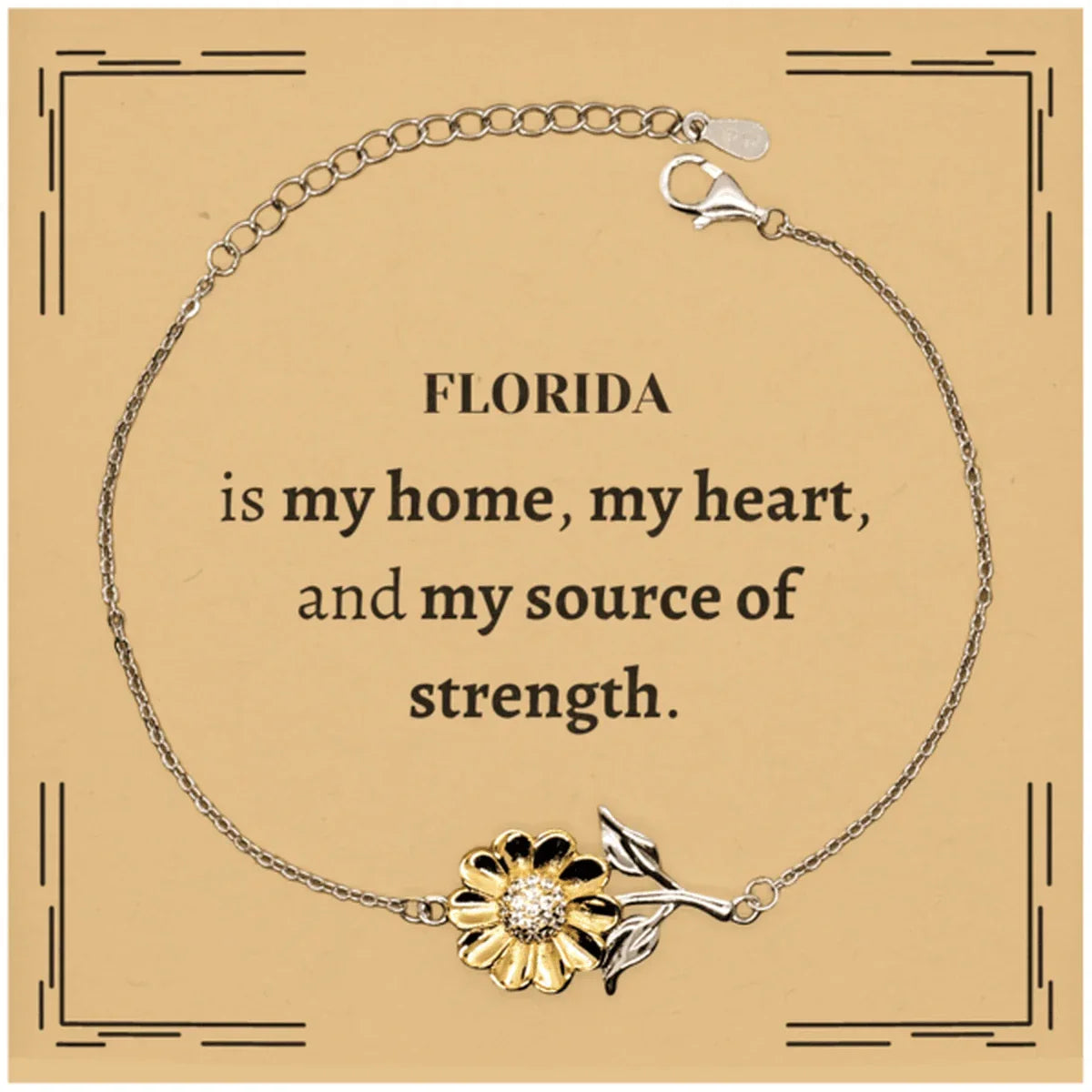 Florida is my home Gifts, Lovely Florida Birthday Christmas Sunflower Bracelet For People from Florida, Men, Women, Friends