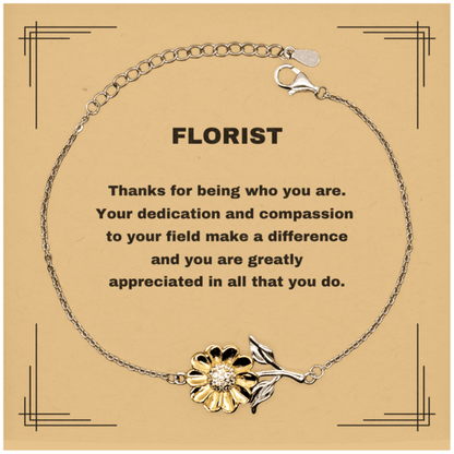 Florist Sunflower Bracelet - Thanks for being who you are - Birthday Christmas Jewelry Gifts Coworkers Colleague Boss - Mallard Moon Gift Shop