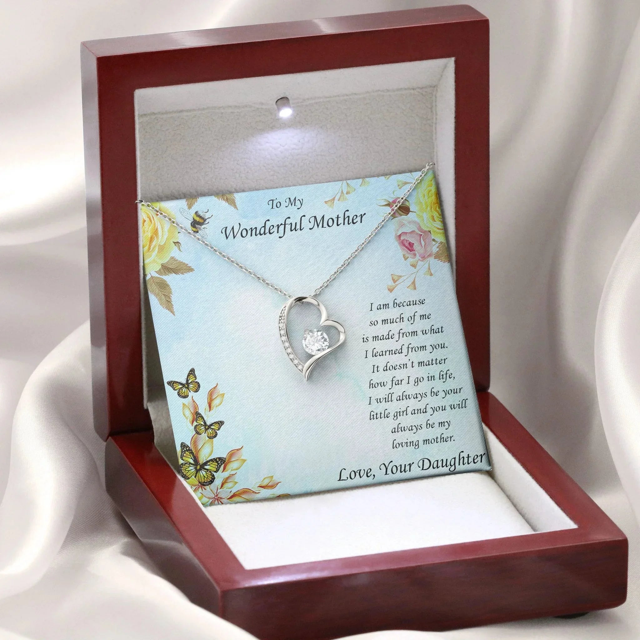 Gift for Mother From Daughter Forever Love Heart Pendant Necklace