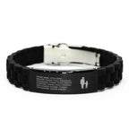 Gift for Son - Black Engraved Stainless Steel Bracelet