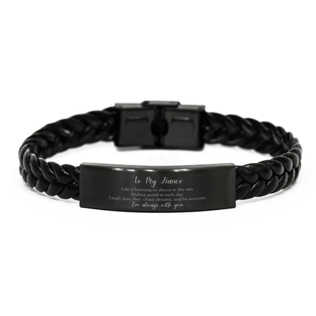 Fiancé Braided Leather Bracelet Life is Learning to Dance in the Rain - Birthday, Christmas Holiday Gifts