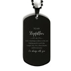 Stepfather Black Dog Tag Necklace Christmas Birthday Gifts Life is learning to dance in the rain