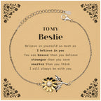 Bestie Sunflower Bracelet Gifts, To My Bestie You are braver than you believe, stronger than you seem, Inspirational Gifts For Bestie Card, Birthday, Christmas Gifts For Bestie Men Women