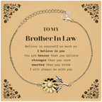 Brother In Law Sunflower Bracelet Gifts, To My Brother In Law You are braver than you believe, stronger than you seem, Inspirational Gifts For Brother In Law Card, Birthday, Christmas Gifts For Brother In Law Men Women