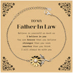 Father In Law Sunflower Bracelet Gifts, To My Father In Law You are braver than you believe, stronger than you seem, Inspirational Gifts For Father In Law Card, Birthday, Christmas Gifts For Father In Law Men Women