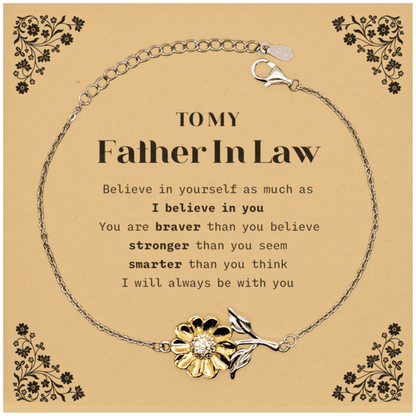 Father In Law Sunflower Bracelet Gifts, To My Father In Law You are braver than you believe, stronger than you seem, Inspirational Gifts For Father In Law Card, Birthday, Christmas Gifts For Father In Law Men Women - Mallard Moon Gift Shop