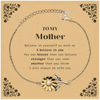 Mother Sunflower Bracelet Gifts, To My Mother You are braver than you believe, stronger than you seem, Inspirational Gifts For Mother Card, Birthday, Christmas Gifts For Mother Men Women