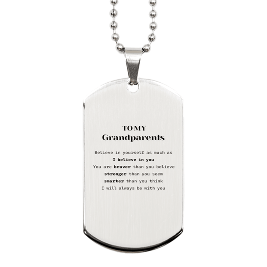 Grandparents Silver Dog Tag Gifts, To My Grandparents You are braver than you believe, stronger than you seem, Inspirational Gifts For Grandparents Engraved, Birthday, Christmas Gifts For Grandparents Men Women - Mallard Moon Gift Shop