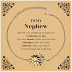 Nephew Sunflower Bracelet Gifts, To My Nephew You are braver than you believe, stronger than you seem, Inspirational Gifts For Nephew Card, Birthday, Christmas Gifts For Nephew Men Women