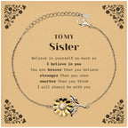 Sister Sunflower Bracelet Gifts, To My Sister You are braver than you believe, stronger than you seem, Inspirational Gifts For Sister Card, Birthday, Christmas Gifts For Sister Men Women