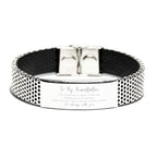 Grandfather Christmas Perfect Gifts, Grandfather Stainless Steel Bracelet, Motivational Grandfather Engraved Gifts, Birthday Gifts For Grandfather, To My Grandfather Life is learning to dance in the rain,. I'm always with you