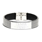 Grandmother Christmas Perfect Gifts, Grandmother Stainless Steel Bracelet, Motivational Grandmother Engraved Gifts, Birthday Gifts For Grandmother, To My Grandmother Life is learning to dance in the rain,. I'm always with you