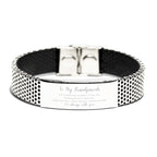 Grandparents Stainless Steel Bracelet, Motivational Grandparents Engraved Gifts, Birthday Gifts Life is learning to dance in the rain