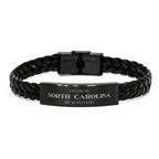 I'm from North Carolina, Deal with it, Proud North Carolina State Braided Leather Bracelet Gift Idea