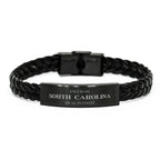 I'm from South Carolina, Deal with it, Proud South Carolina State Braided Leather Bracelet Gift Idea
