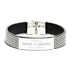 I'm from South Carolina, Deal with it, Proud South Carolina State Engraved Stainless-Steel Bracelet Gift Idea