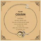 Cousin Gifts, To My Cousin Remember, you will never lose. You will either WIN or LEARN, Keepsake Sunflower Bracelet For Cousin Card, Birthday Christmas Gifts Ideas For Cousin X-mas Gifts