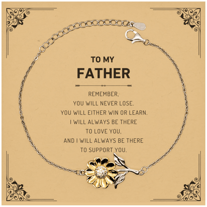 Father Gifts, To My Father Remember, you will never lose. You will either WIN or LEARN, Keepsake Sunflower Bracelet For Father Card, Birthday Christmas Gifts Ideas For Father X-mas Gifts - Mallard Moon Gift Shop