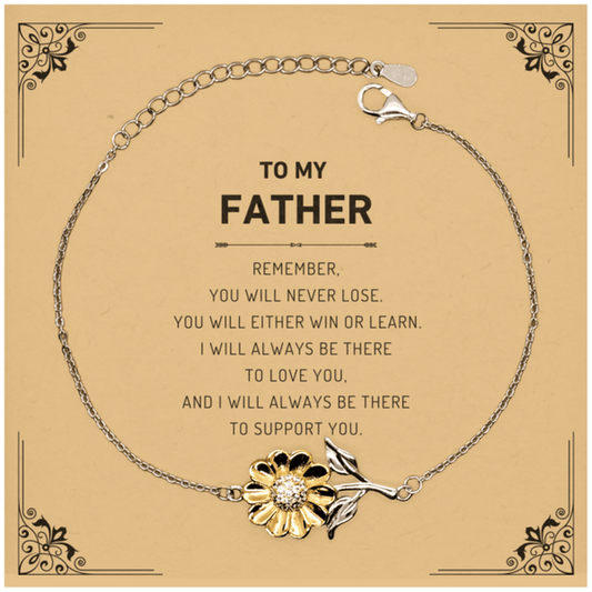 Father Gifts, To My Father Remember, you will never lose. You will either WIN or LEARN, Keepsake Sunflower Bracelet For Father Card, Birthday Christmas Gifts Ideas For Father X-mas Gifts - Mallard Moon Gift Shop