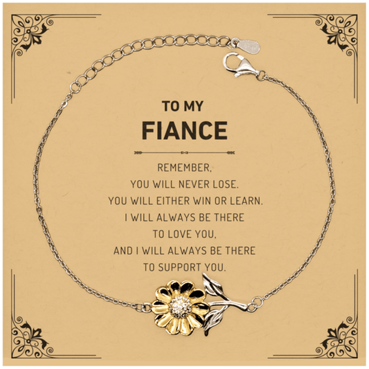 Fiance Gifts, To My Fiance Remember, you will never lose. You will either WIN or LEARN, Keepsake Sunflower Bracelet For Fiance Card, Birthday Christmas Gifts Ideas For Fiance X-mas Gifts - Mallard Moon Gift Shop