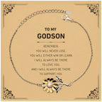 Godson Gifts, To My Godson Remember, you will never lose. You will either WIN or LEARN, Keepsake Sunflower Bracelet For Godson Card, Birthday Christmas Gifts Ideas For Godson X-mas Gifts