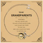 Grandparents Gifts, To My Grandparents Remember, you will never lose. You will either WIN or LEARN, Keepsake Sunflower Bracelet For Grandparents Card, Birthday Christmas Gifts Ideas For Grandparents X-mas Gifts