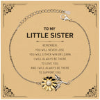 Little Sister Gifts, To My Little Sister Remember, you will never lose. You will either WIN or LEARN, Keepsake Sunflower Bracelet For Little Sister Card, Birthday Christmas Gifts Ideas For Little Sister X-mas Gifts