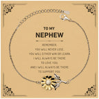 Nephew Gifts, To My Nephew Remember, you will never lose. You will either WIN or LEARN, Keepsake Sunflower Bracelet For Nephew Card, Birthday Christmas Gifts Ideas For Nephew X-mas Gifts