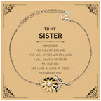 Sister Gifts, To My Sister Remember, you will never lose. You will either WIN or LEARN, Keepsake Sunflower Bracelet For Sister Card, Birthday Christmas Gifts Ideas For Sister X-mas Gifts