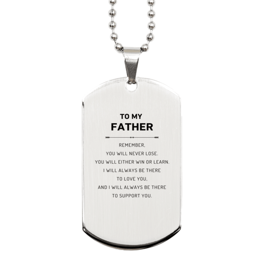 Father Gifts, To My Father Remember, you will never lose. You will either WIN or LEARN, Keepsake Silver Dog Tag For Father Engraved, Birthday Christmas Gifts Ideas For Father X-mas Gifts - Mallard Moon Gift Shop