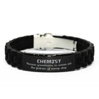Sarcastic Chemist Black Glidelock Clasp Bracelet Gifts, Christmas Holiday Gifts for Chemist Birthday, Chemist: Because greatness is woven