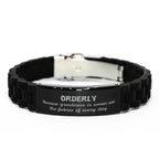 Sarcastic Orderly Black Glidelock Clasp Bracelet Gifts, Christmas Holiday Gifts for Orderly Birthday, Orderly: Because greatness is woven