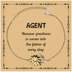 Sarcastic Agent Sunflower Bracelet Gifts, Christmas Holiday Gifts for Agent Birthday Message Card, Agent: Because greatness is woven into the fabric