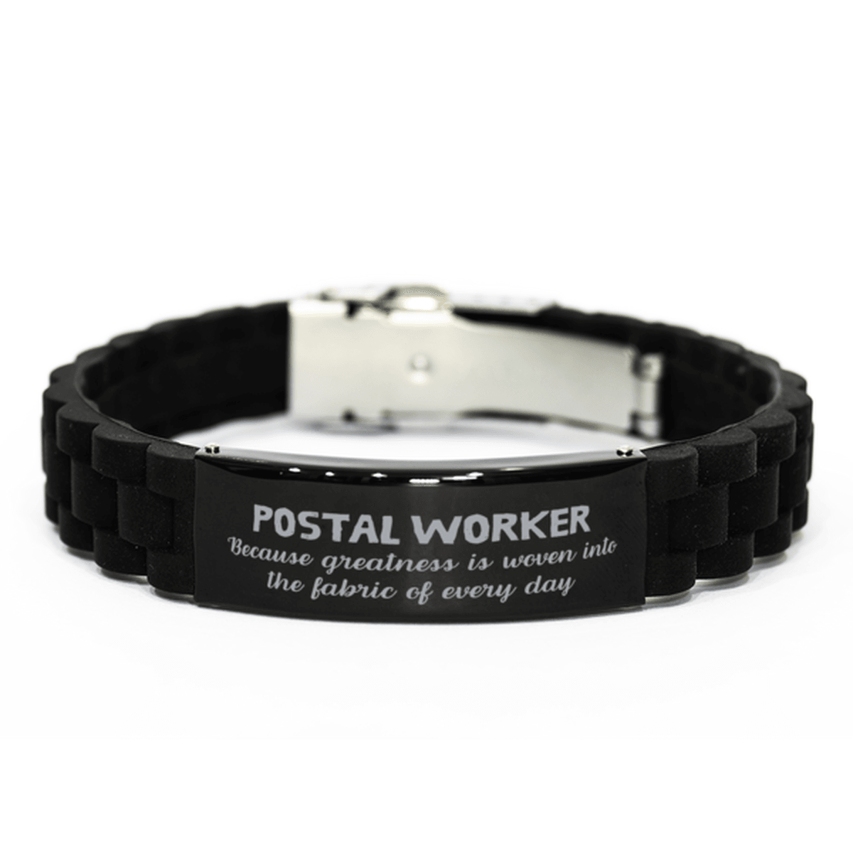 Sarcastic Postal Worker Black Glidelock Clasp Bracelet Gifts, Christmas Holiday Gifts for Postal Worker Birthday, Postal Worker: Because greatness is woven into the fabric of every day, Coworkers, Friends - Mallard Moon Gift Shop