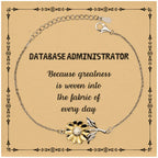 Sarcastic Database Administrator Sunflower Bracelet Gifts, Christmas Holiday Gifts for Database Administrator Birthday Message Card, Database Administrator: Because greatness is woven into the fabric