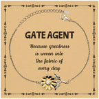 Sarcastic Gate Agent Sunflower Bracelet Gifts, Christmas Holiday Gifts for Gate Agent Birthday Message Card, Gate Agent: Because greatness is woven into the fabric