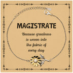 Sarcastic Magistrate Sunflower Bracelet Gifts, Christmas Holiday Gifts for Magistrate Birthday Message Card, Magistrate: Because greatness is woven into the fabric