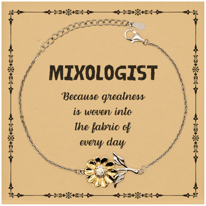 Sarcastic Mixologist Sunflower Bracelet Gifts, Christmas Holiday Gifts for Mixologist Birthday Message Card, Mixologist: Because greatness is woven into the fabric of every day, Coworkers, Friends - Mallard Moon Gift Shop